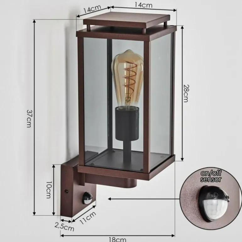Cadafaes Lampe murale d´extérieur Rouille, 1 lumière, Détecteur de mouvement