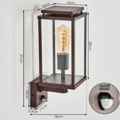 Cadafaes Lampe murale d´extérieur Rouille, 1 lumière, Détecteur de mouvement