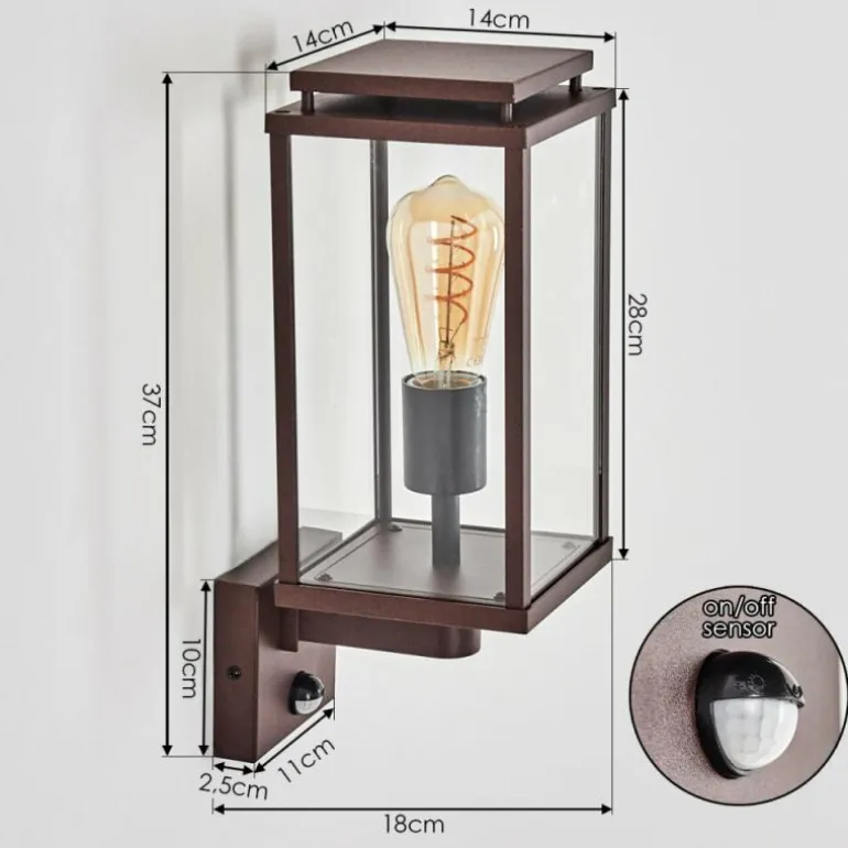 Cadafaes Lampe murale d´extérieur Rouille, 1 lumière, Détecteur de mouvement
