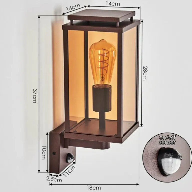 Cadafaes Lampe murale d´extérieur Rouille, 1 lumière, Détecteur de mouvement