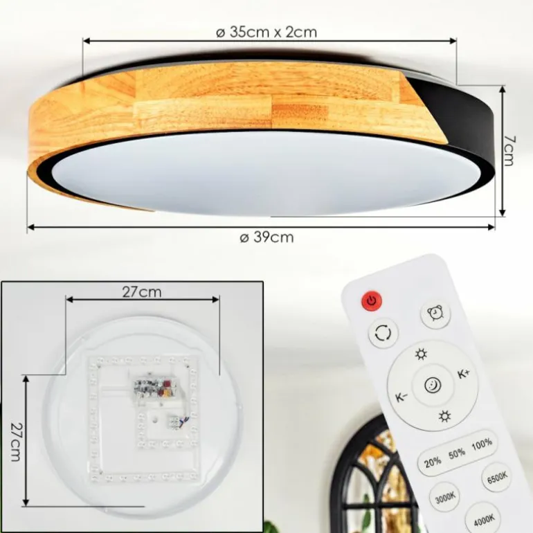 Cadaixo Plafonnier, Panel LED Blanc, 1 lumière, Télécommandes