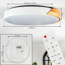 Cadaixo Plafonnier, Panel LED Blanc, 1 lumière, Télécommandes