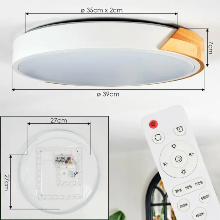 Cadaixo Plafonnier, Panel LED Blanc, 1 lumière, Télécommandes