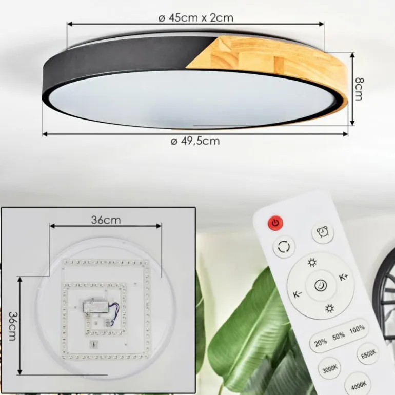 Cadaixo Plafonnier, Panel LED Blanc, 1 lumière, Télécommandes