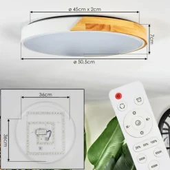 Cadaixo Plafonnier, Panel LED Blanc, 1 lumière, Télécommandes