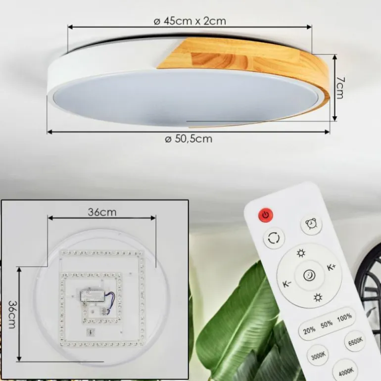 Cadaixo Plafonnier, Panel LED Blanc, 1 lumière, Télécommandes