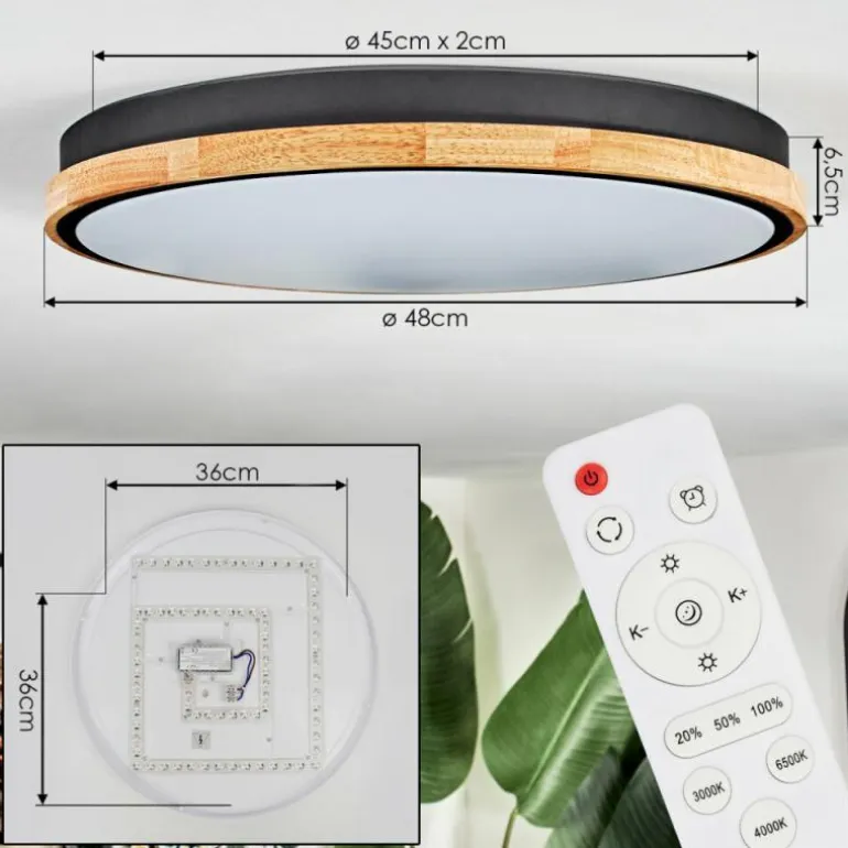 Cadaixo Plafonnier, Panel LED Blanc, 1 lumière, Télécommandes
