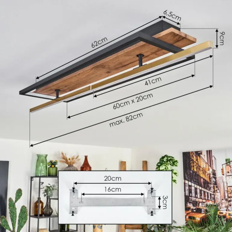 Cascada Plafonnier LED Laiton, Écru, Noir, 1 lumière