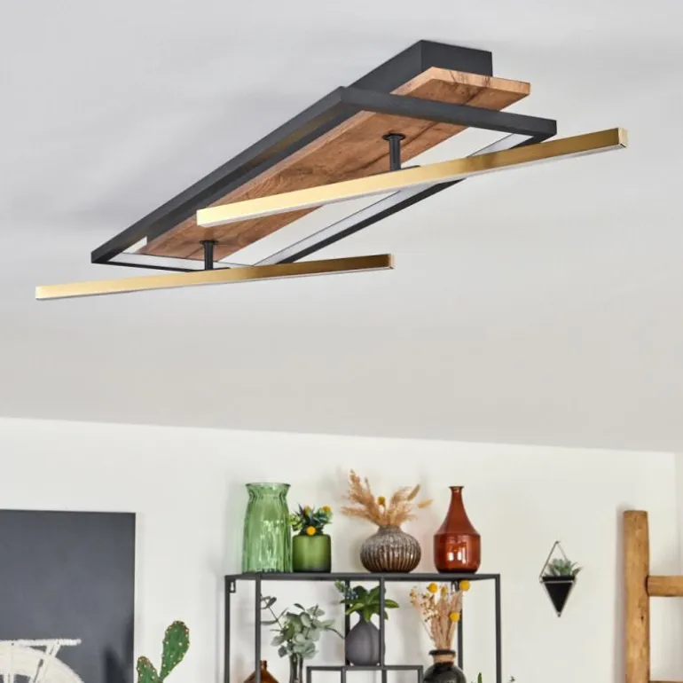 Cascada Plafonnier LED Laiton, Écru, Noir, 1 lumière
