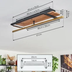Cascada Plafonnier LED Laiton, Écru, Noir, 1 lumière
