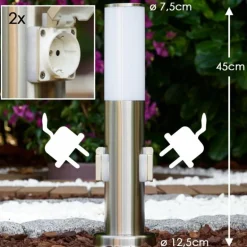 Caserta Borne lumineuse, Lampadaire, Eclairage de chemin Acier inoxydable, 1 lumière