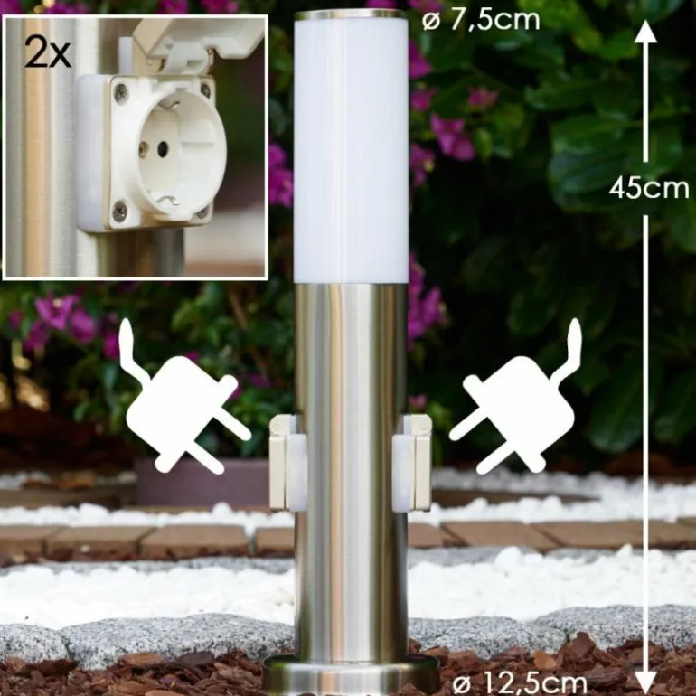 Caserta Borne lumineuse, Lampadaire, Eclairage de chemin Acier inoxydable, 1 lumière