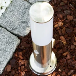 Caserta Lampadaire, Eclairage de chemin Acier inoxydable, 1 lumière, Détecteur de mouvement
