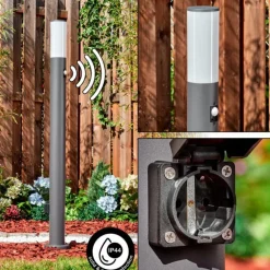 Caserta Lampe à prise électrique, Eclairage de chemin Anthracite, 1 lumière, Détecteur de mouvement