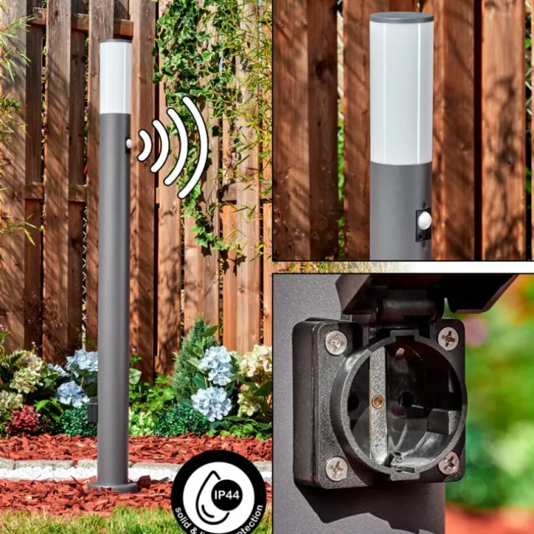 Caserta Lampe à prise électrique, Eclairage de chemin Anthracite, 1 lumière, Détecteur de mouvement