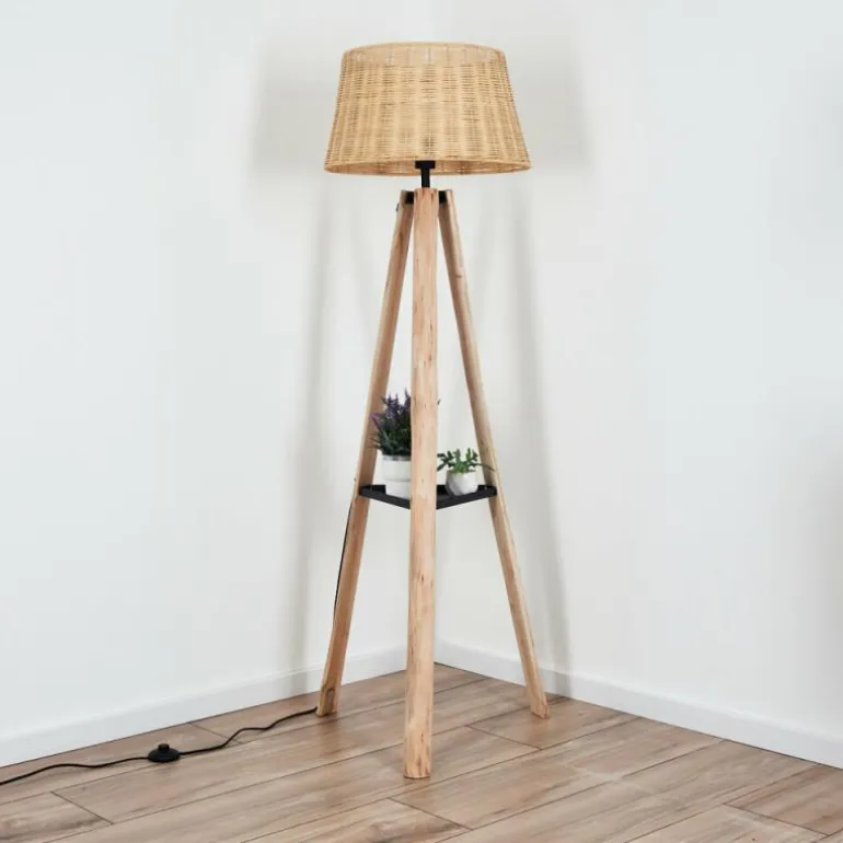 Cavaca Lampadaire Écru, Noir, 1 lumière