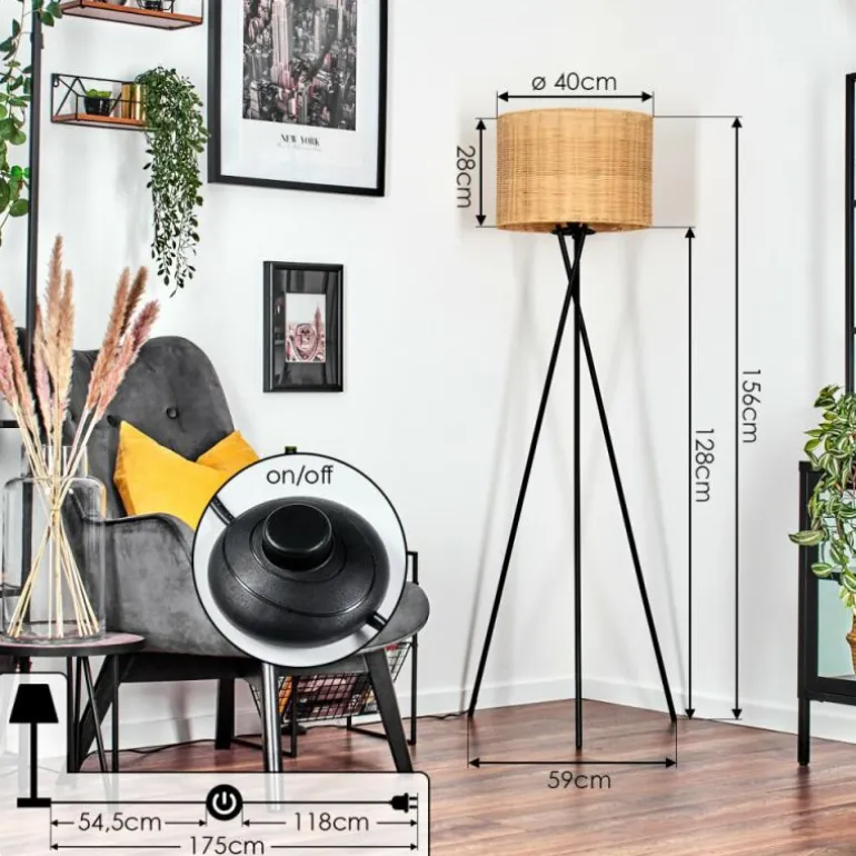 Cavaca Lampadaire Noir, 1 lumière
