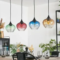 Cem Suspension, Suspension Bleu, Jaune, Vert, Clair, Rouge, 4 lumières