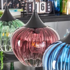 Cem Suspension, Suspension Bleu, Jaune, Vert, Clair, Rouge, 4 lumières