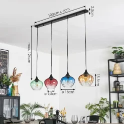 Cem Suspension, Suspension Bleu, Jaune, Vert, Clair, Rouge, 4 lumières