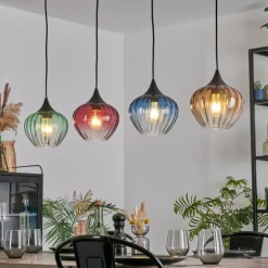 Cem Suspension, Suspension Bleu, Jaune, Vert, Clair, Rouge, 4 lumières