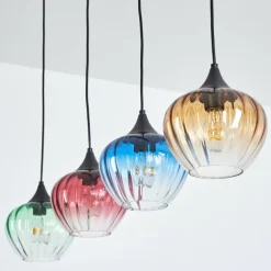 Cem Suspension, Suspension Bleu, Jaune, Vert, Clair, Rouge, 4 lumières
