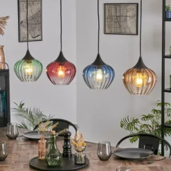 Cem Suspension, Suspension Bleu, Jaune, Vert, Clair, Rouge, 4 lumières