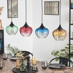 Cem Suspension, Suspension Bleu, Jaune, Vert, Clair, Rouge, 4 lumières