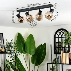 Cevio Plafonnier Noir, 4 lumières