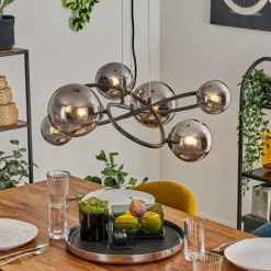 Chariton Suspension Noir, 6 lumières