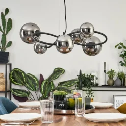 Chariton Suspension Noir, 6 lumières