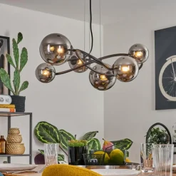 Chariton Suspension Noir, 6 lumières