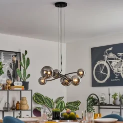 Chariton Suspension Noir, 6 lumières