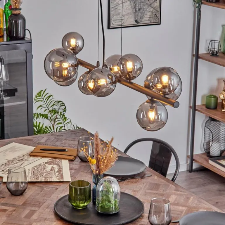 Chehalis Boule lumineuse, Suspension Fumé, 10 lumières