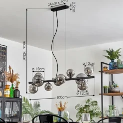 Chehalis Boule lumineuse, Suspension Fumé, 10 lumières