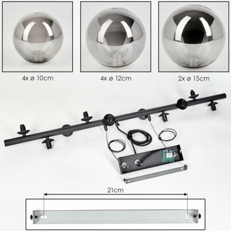 Chehalis Boule lumineuse, Suspension Fumé, 10 lumières