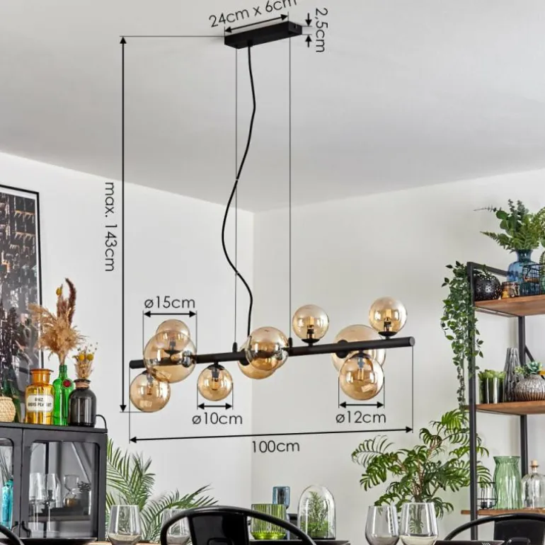 Chehalis Boule lumineuse, Suspension Ambre, 10 lumières