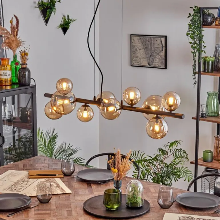 Chehalis Boule lumineuse, Suspension Ambre, 10 lumières