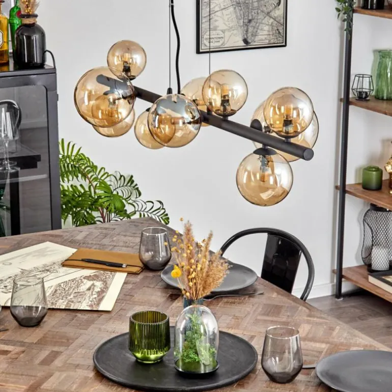 Chehalis Boule lumineuse, Suspension Ambre, 10 lumières