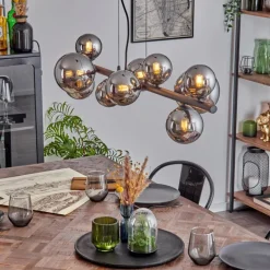 Chehalis Boule lumineuse, Suspension Chrome, Fumé, 10 lumières