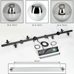 Chehalis Boule lumineuse, Suspension Chrome, Fumé, 10 lumières