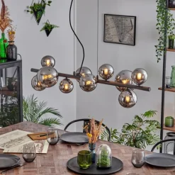 Chehalis Boule lumineuse, Suspension Chrome, Fumé, 10 lumières