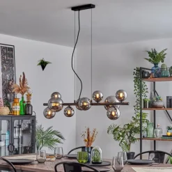 Chehalis Boule lumineuse, Suspension Chrome, Fumé, 10 lumières