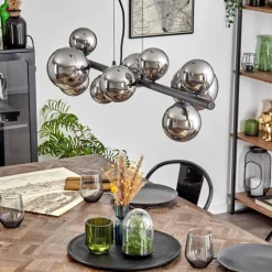 Chehalis Boule lumineuse, Suspension Chrome, Fumé, 10 lumières