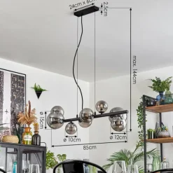 Chehalis Boule lumineuse, Suspension Fumé, 8 lumières