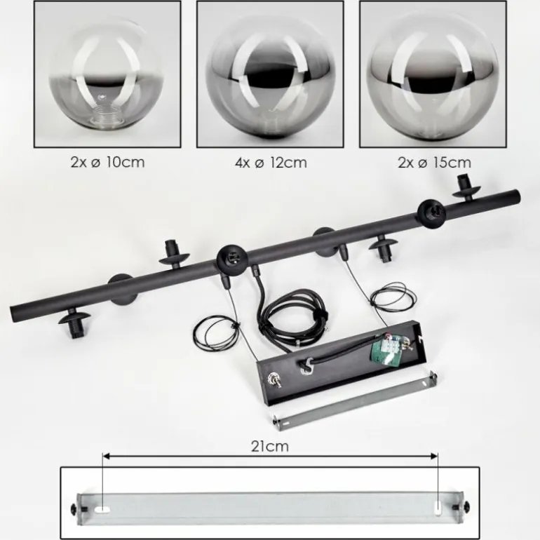 Chehalis Boule lumineuse, Suspension Clair, Fumé, 8 lumières
