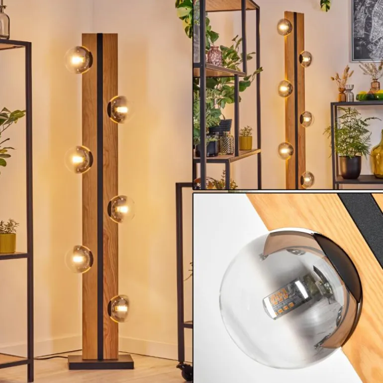 Chehalis Boule lumineuse, Lampadaire Écru, Noir, 6 lumières