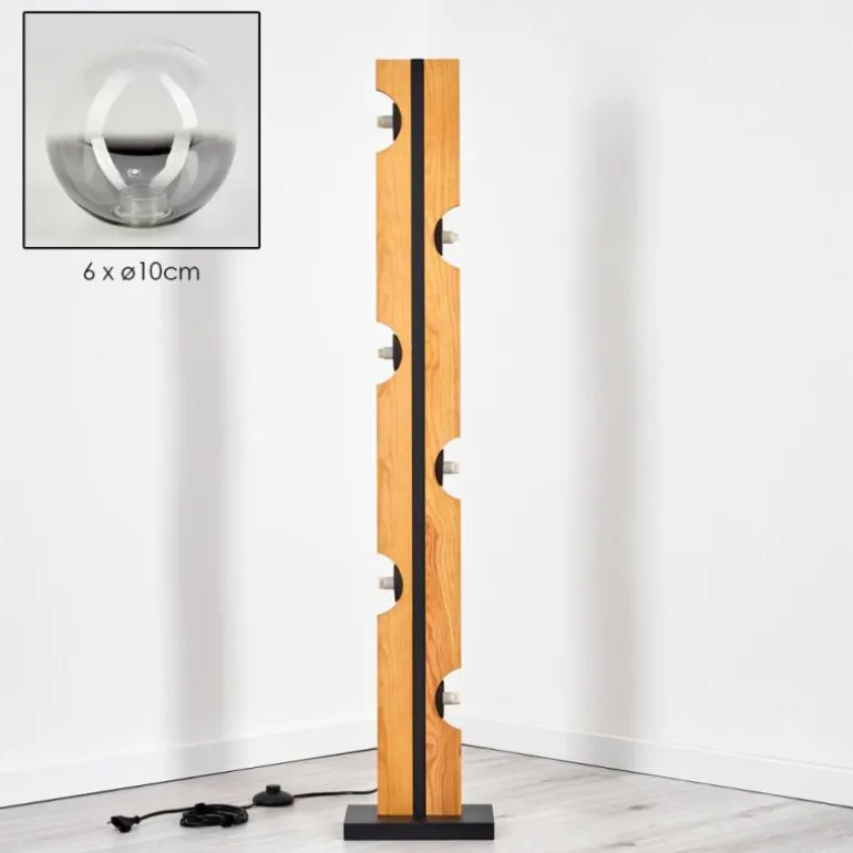 Chehalis Boule lumineuse, Lampadaire Écru, Noir, 6 lumières