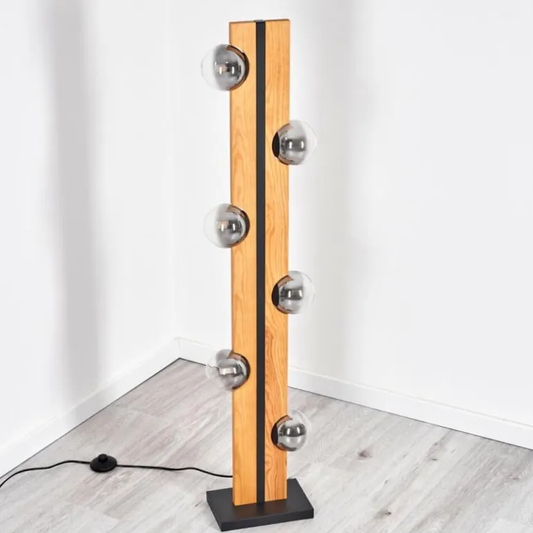 Chehalis Boule lumineuse, Lampadaire Écru, Noir, 6 lumières