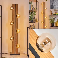 Chehalis Boule lumineuse, Lampadaire Écru, Noir, 6 lumières
